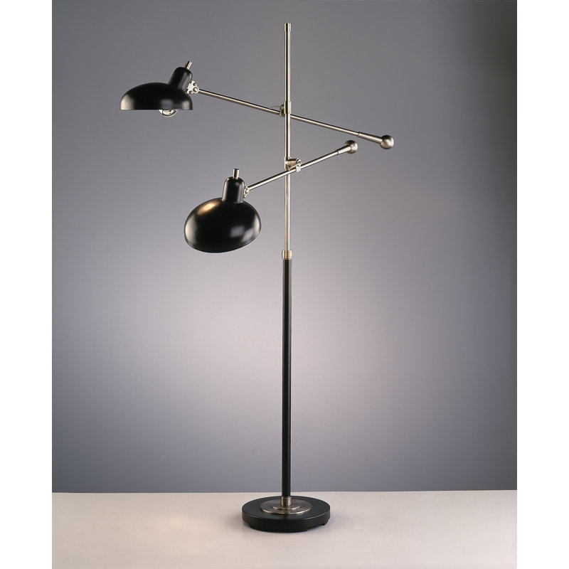 Bruno Adjustable Lead Bronze Double-Arm Pharmacy Floor Lamp
