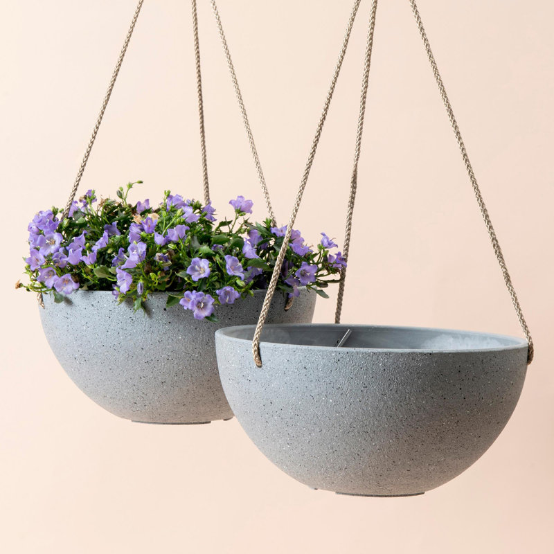 White Honeycomb 10" Hanging Planters with Nylon Rope, Set of 2