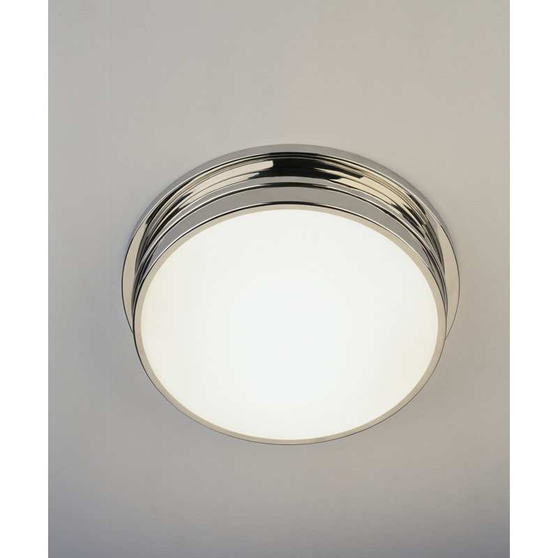 Roderick 13.5" Polished Nickel Glass Drum Flush Mount