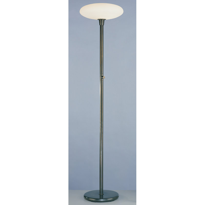Elegant Ovo 66'' Torchiere in Deep Patina Bronze with Frosted Glass Shade