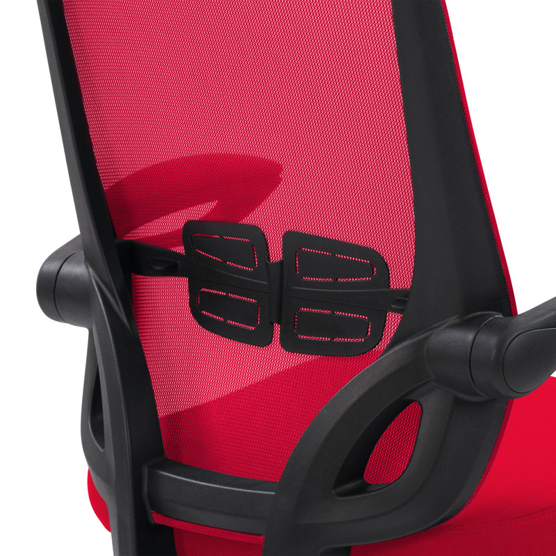 Curved Lumbar Support High-Back Mesh Office Chair in Red