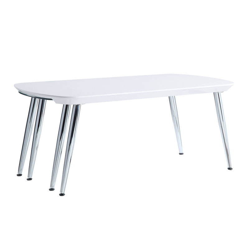 White and Chrome Glass Top Coffee Table