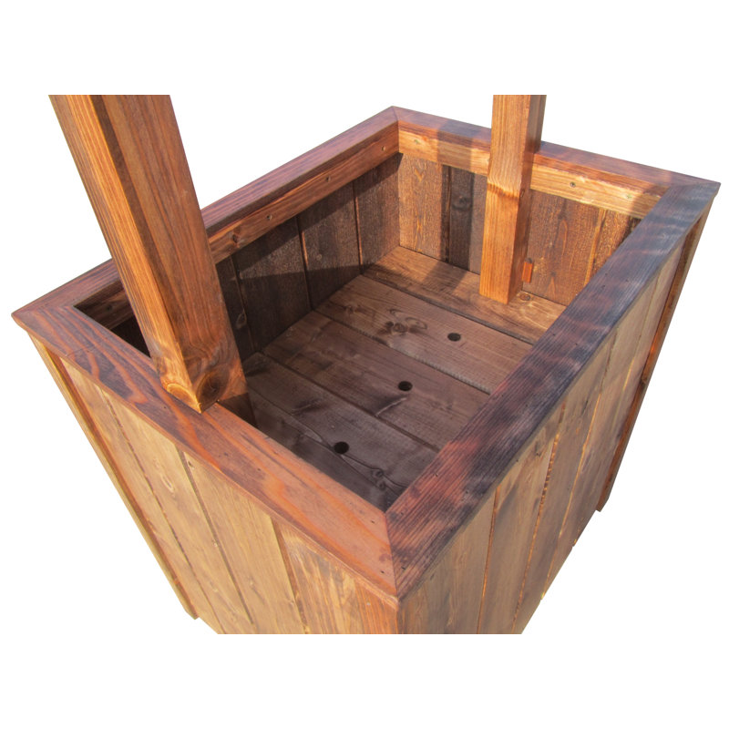 Rustic Country Charm Extra Large Wood Outdoor Planter, 27" Weather-Resistant