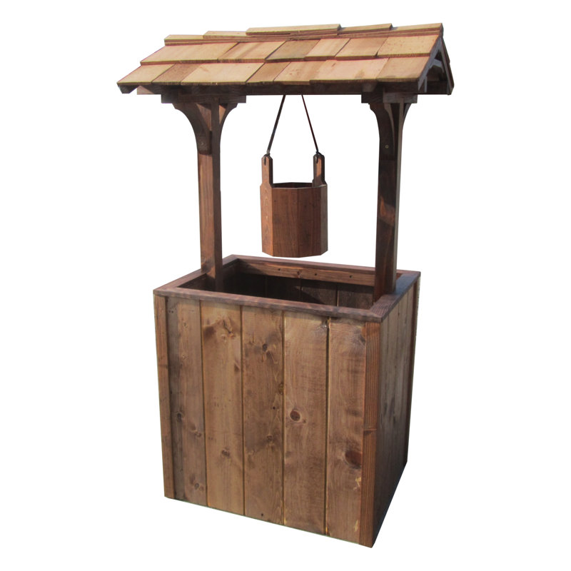 Rustic Country Charm Extra Large Wood Outdoor Planter, 27" Weather-Resistant
