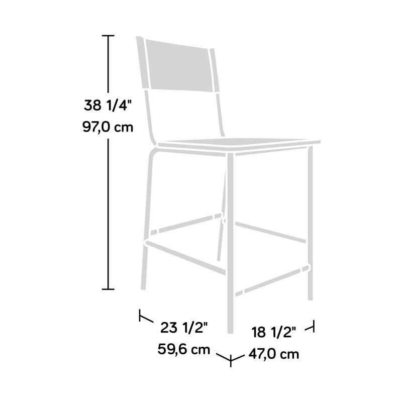 Black Faux Leather and Wood Counter Stool with Metal Frame