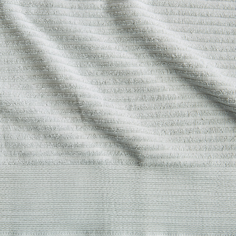 Light Gray and Blue Cotton Ribbed Hand Towels Set