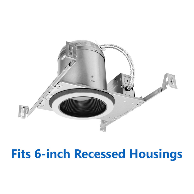 6-Inch Black and White Steel Baffle Recessed Trim