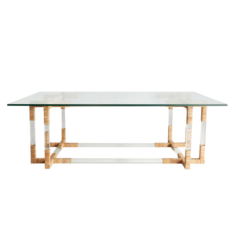 Elegant Rectangular Clear Glass & Acrylic Coffee Table