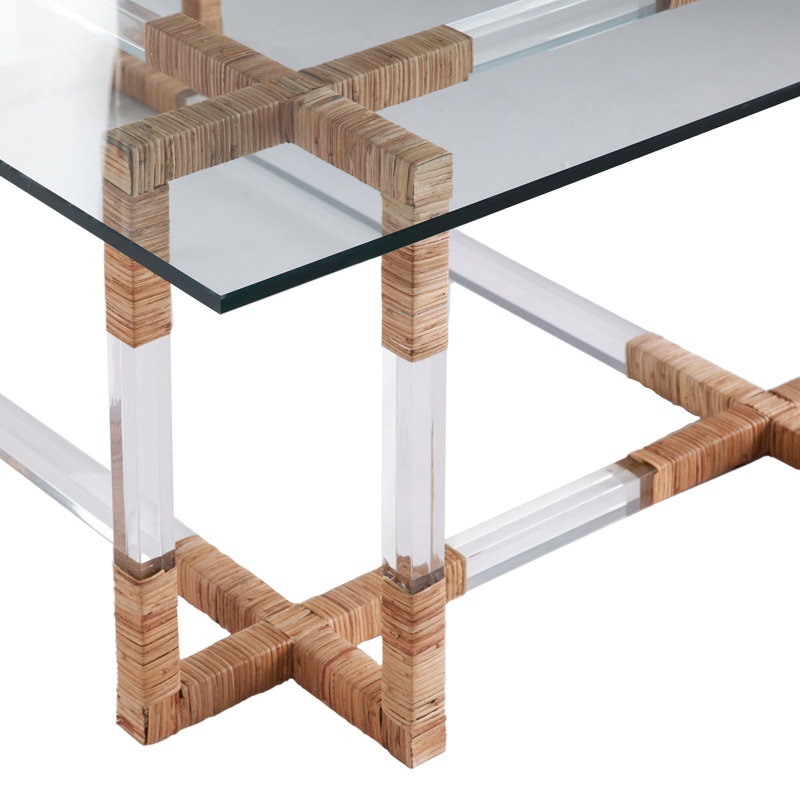 Elegant Rectangular Clear Glass & Acrylic Coffee Table