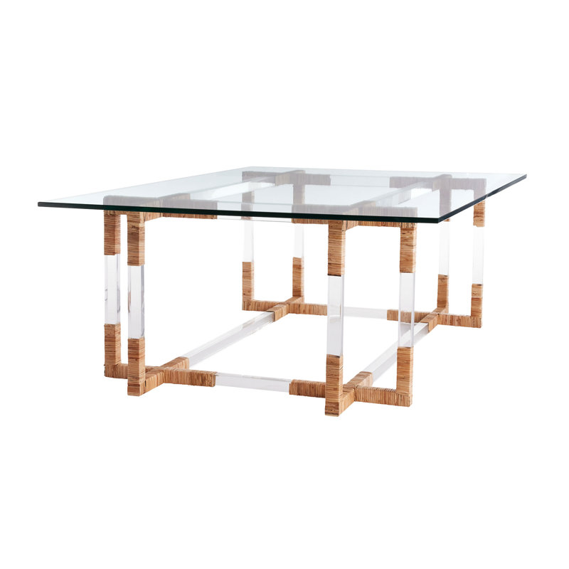 Elegant Rectangular Clear Glass & Acrylic Coffee Table