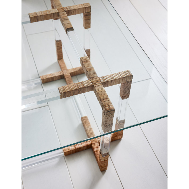 Elegant Rectangular Clear Glass & Acrylic Coffee Table