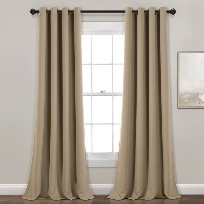 Mocha Greige Insulated Blackout Grommet Curtain Panels, 52" x 84"