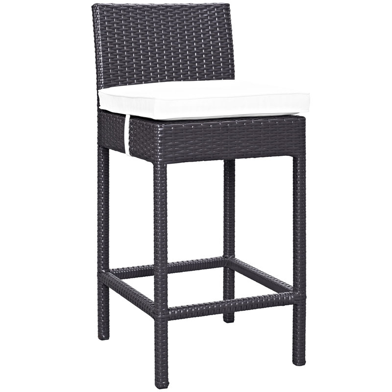 Lift 20" Espresso White Wicker Rattan Outdoor Patio Bar Stool