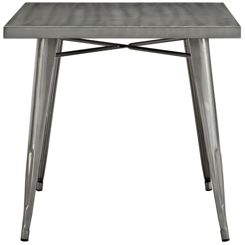 Gunmetal Gray Industrial Square Metal Dining Table