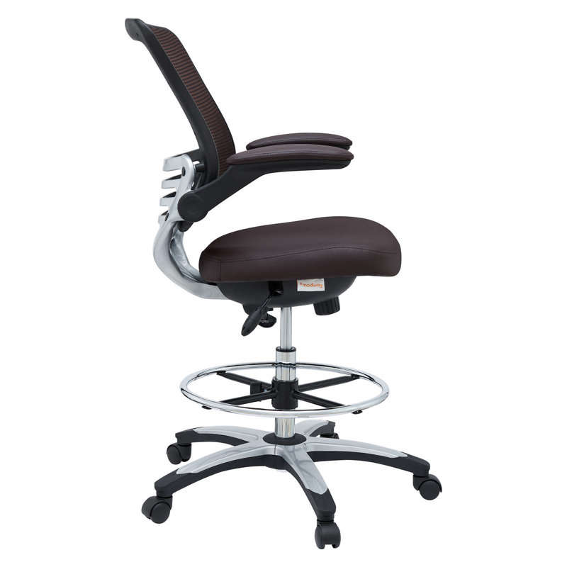 Brown Mesh and Vinyl Adjustable Drafting Chair