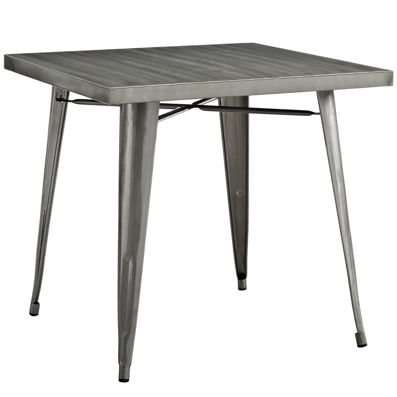 Gunmetal Gray Industrial Square Metal Dining Table