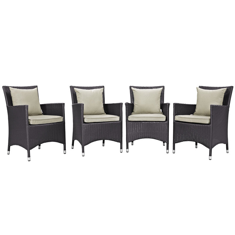 Espresso Beige Convene 4-Piece Outdoor Patio Dining Set