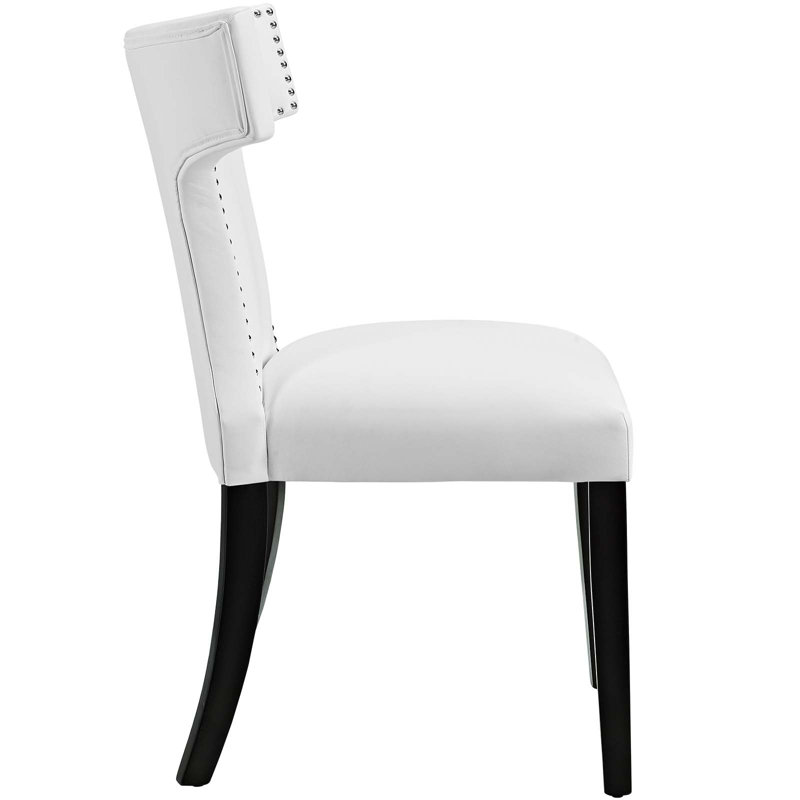 Chic Curve White Faux Leather Upholstered Parsons Side Chair
