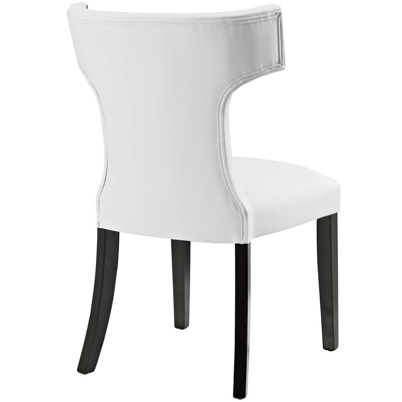 Chic Curve White Faux Leather Upholstered Parsons Side Chair
