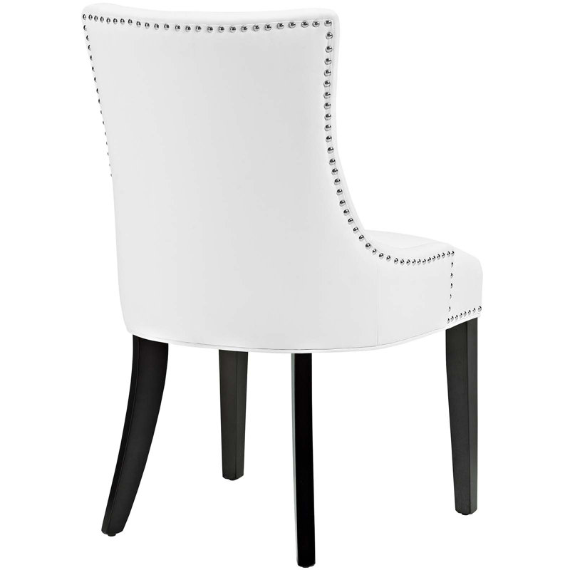 Elegance White Faux Leather Upholstered Side Chair with Nailhead Trim