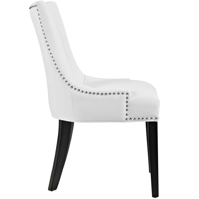 Elegance White Faux Leather Upholstered Side Chair with Nailhead Trim