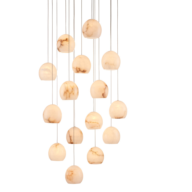 Lazio 15-Light Silver and White Multi-Drop Pendant