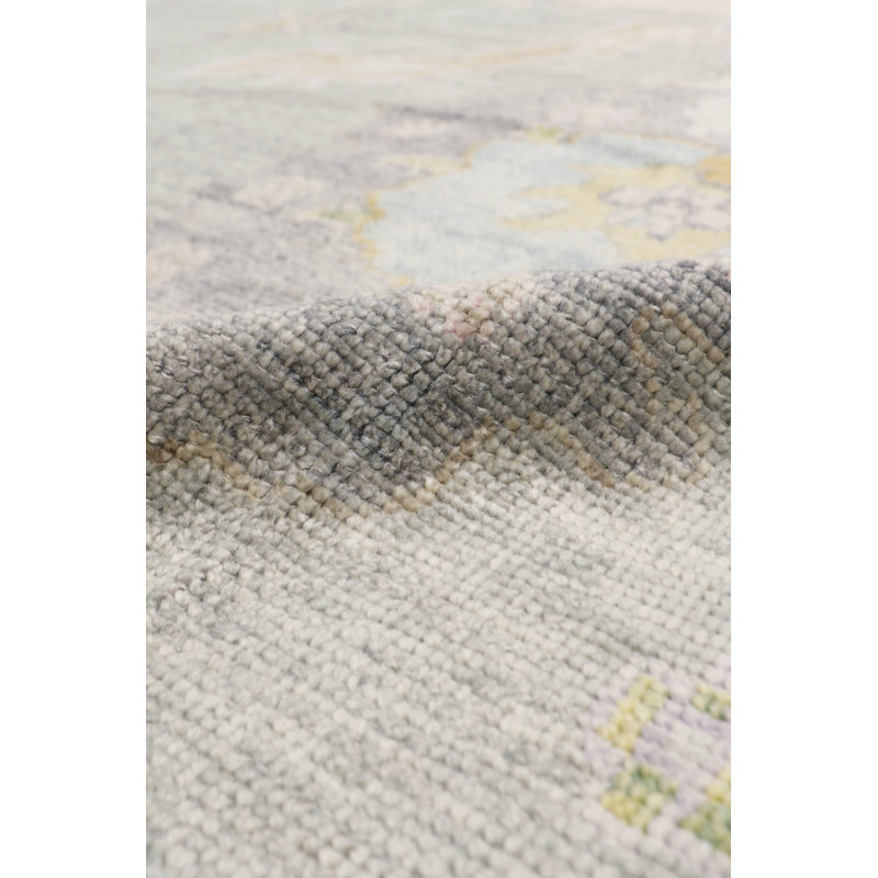 Elegant Oushak Floral Hand-Knotted Wool Rug 10' x 14' in Brown, White, and Yellow