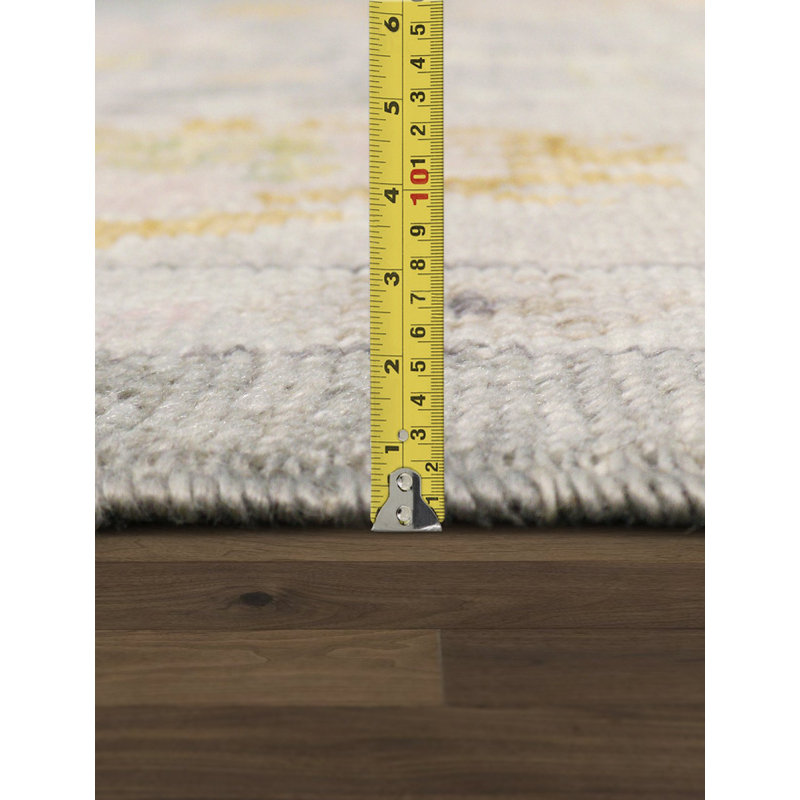Elegant Oushak Floral Hand-Knotted Wool Rug 10' x 14' in Brown, White, and Yellow