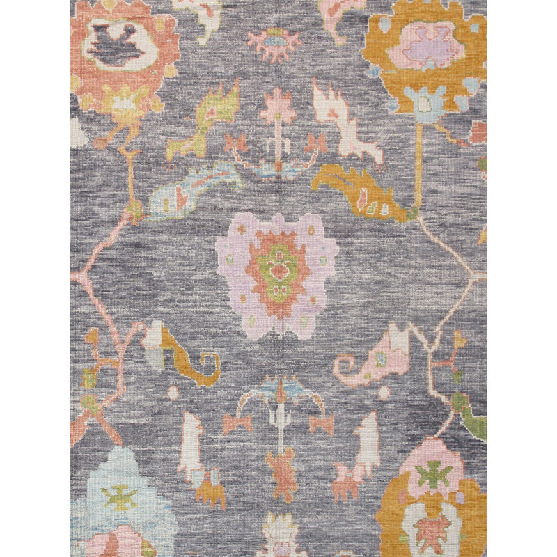 Elegant Gray 10'x13'2" Hand-Knotted Wool Oriental Area Rug