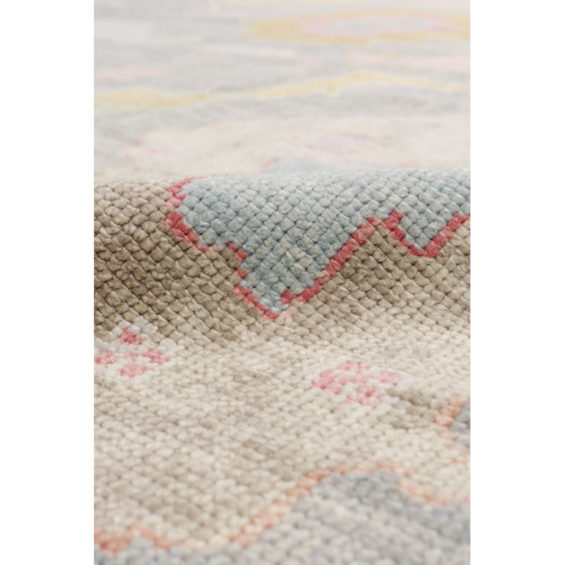 Elegant Taupe Floral Hand-Knotted Wool Rectangular Rug
