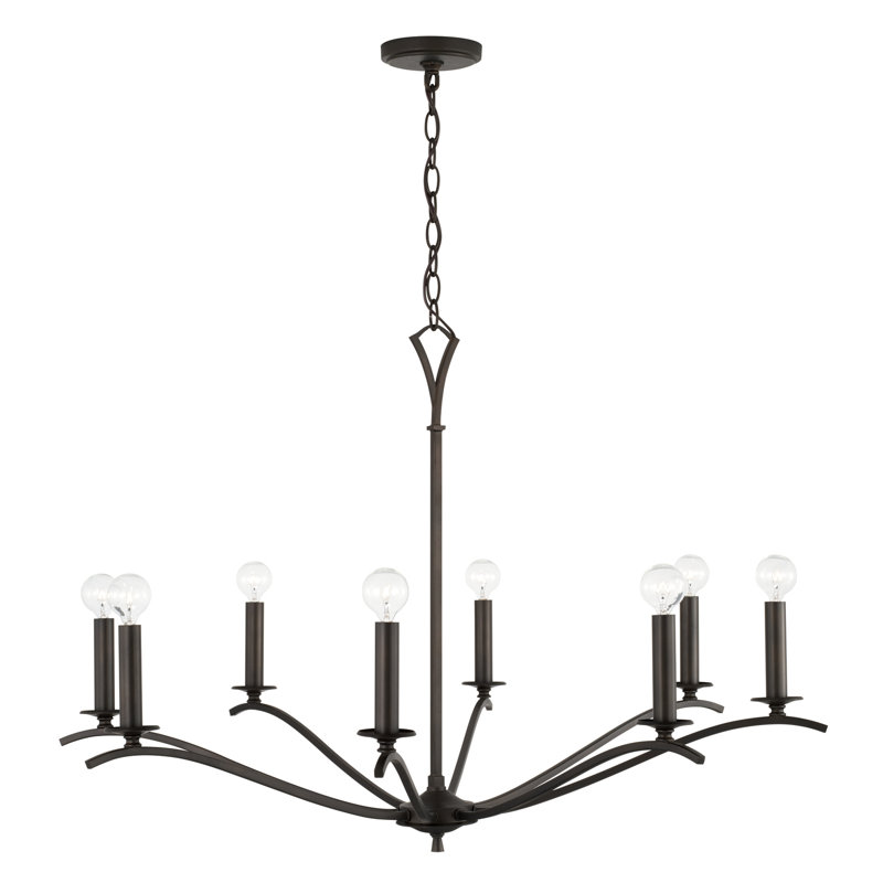 Jaymes Old Bronze 8-Light Candelabra Chandelier with Architectural Loop Detailing
