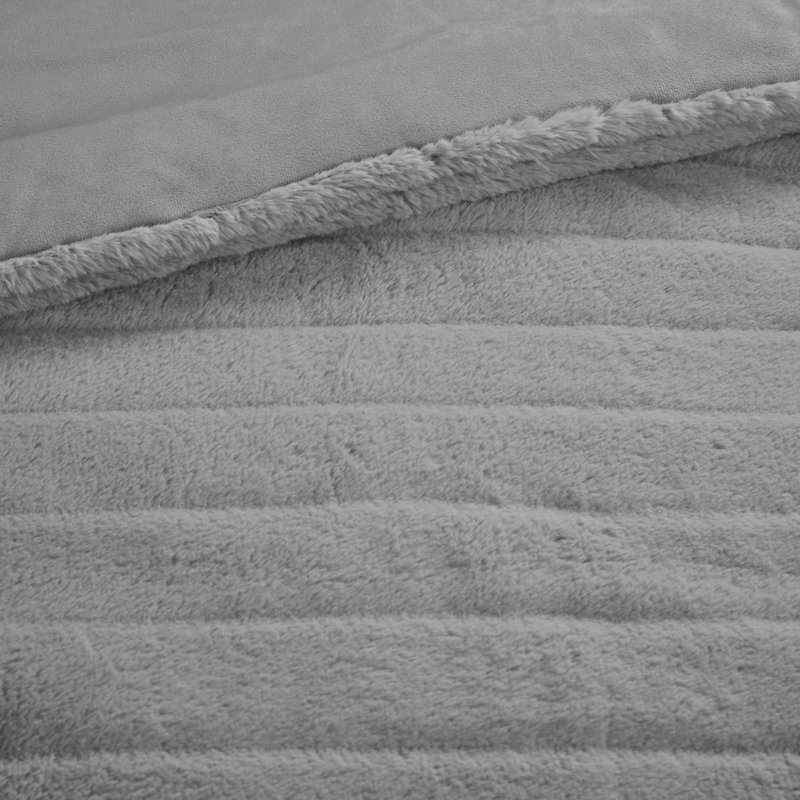 King Gray Faux Fur Down Alternative Comforter Set