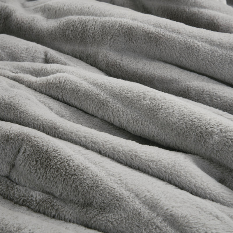King Gray Faux Fur Down Alternative Comforter Set