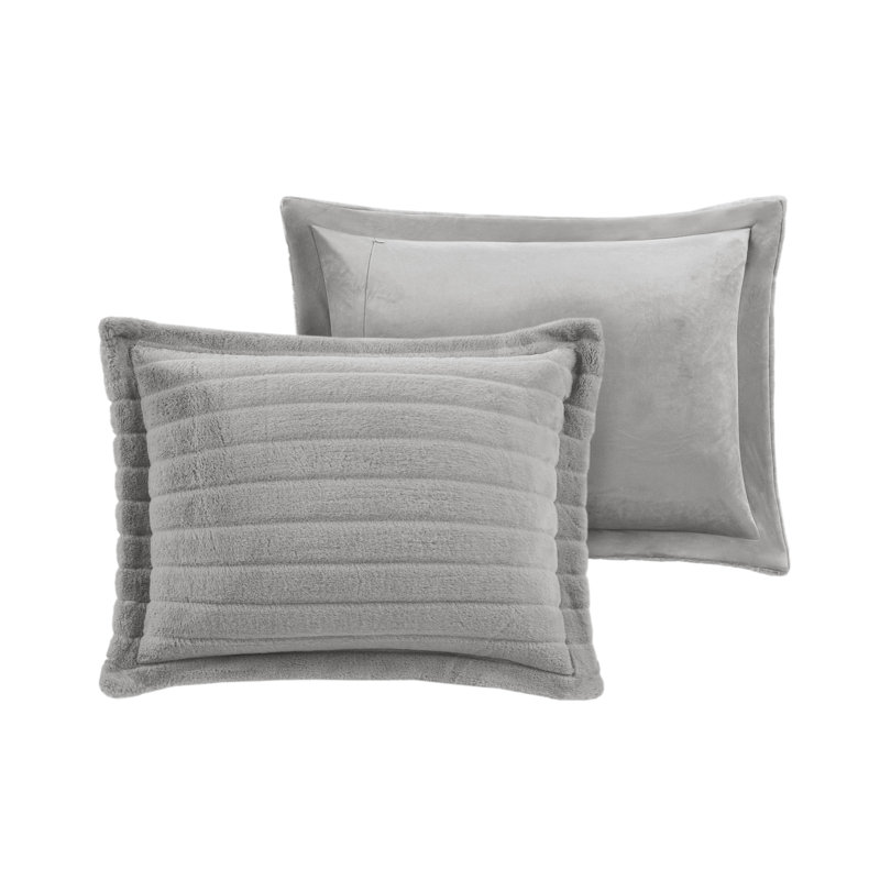 King Gray Faux Fur Down Alternative Comforter Set