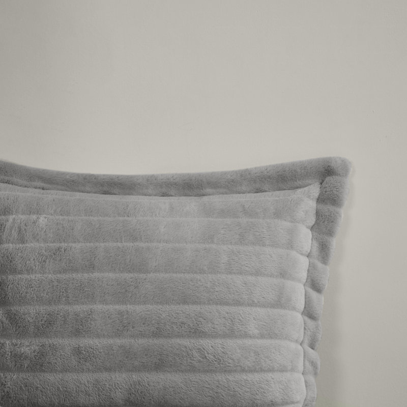 King Gray Faux Fur Down Alternative Comforter Set
