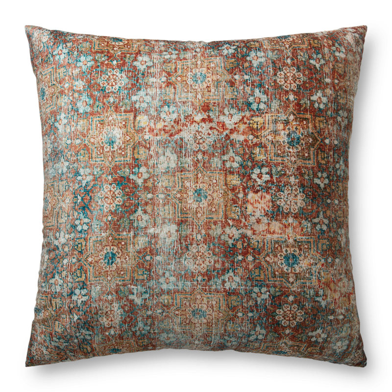 Terracotta Multi-Square Plush 3' Boho Chic Floor Pillow