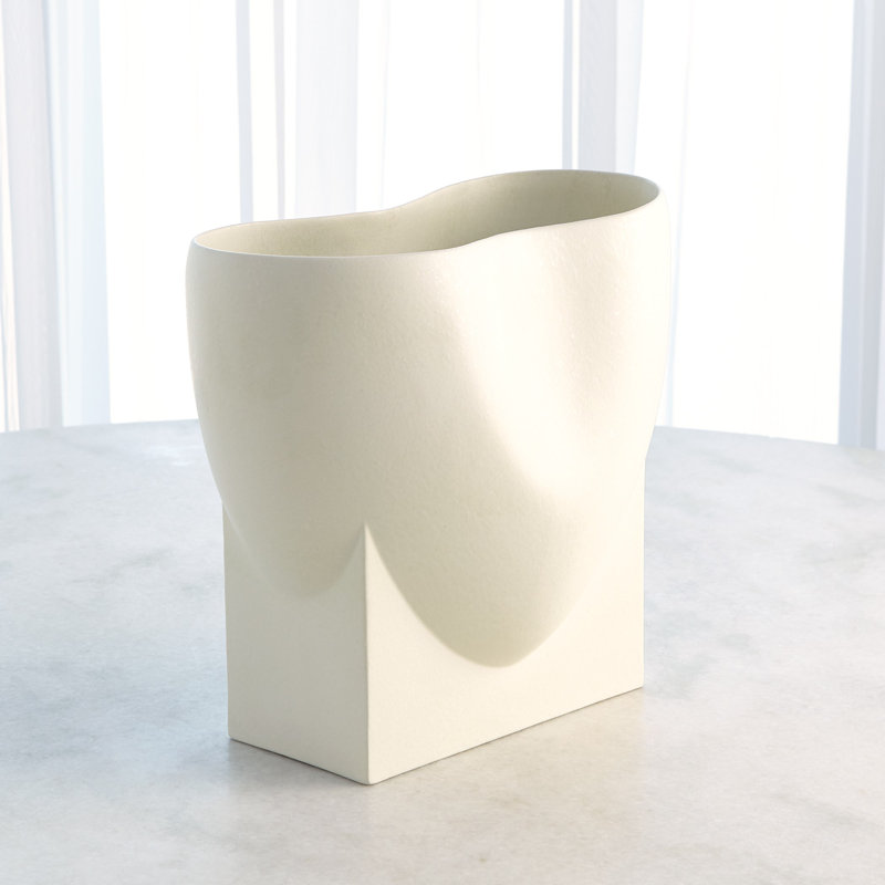 Orpheus Artisan Ivory Ceramic Low Bowl - 14"x12.5"