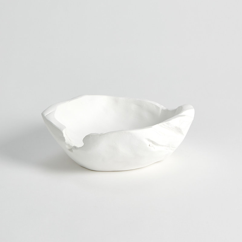 Matte White Vintage-Inspired Handcrafted Ceramic Decorative Bowl