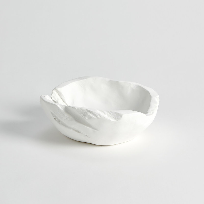 Matte White Vintage-Inspired Handcrafted Ceramic Decorative Bowl