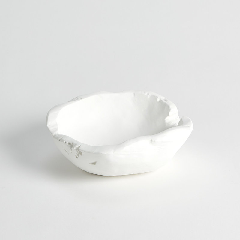 Matte White Vintage-Inspired Handcrafted Ceramic Decorative Bowl