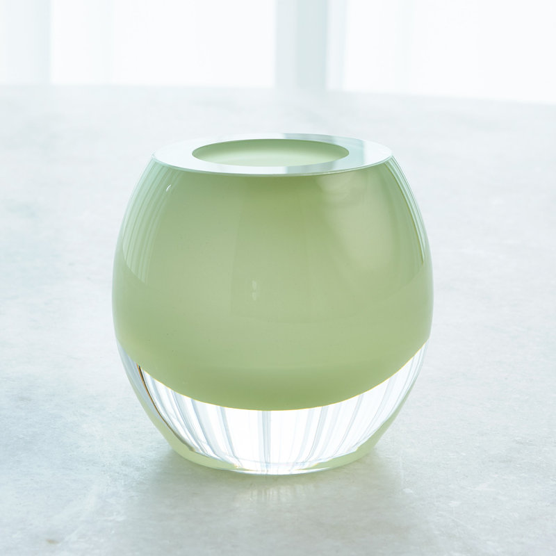 Green Mouth Blown Glass Mid Century Modern Table Vase