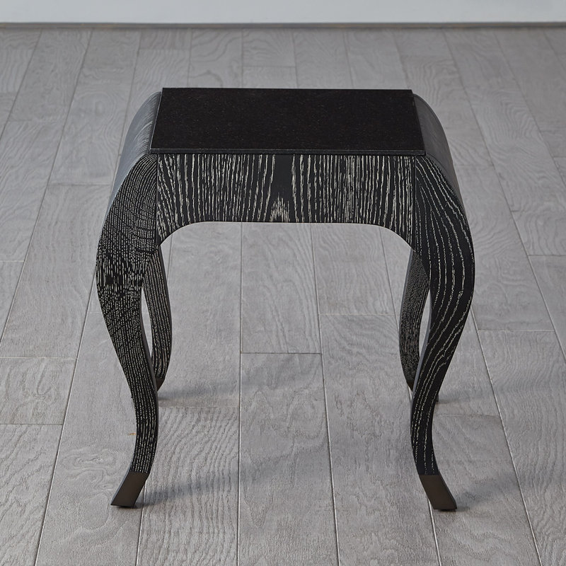 Paris Black Cerused Oak and Marble Square Table
