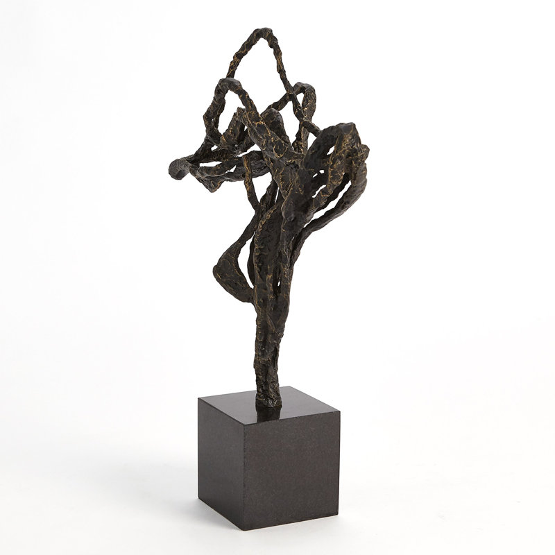 Bronze and Gold Abstract Metal Sculpture with Marble Base