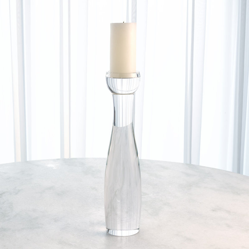 Elegant 18.75" Crystal Tabletop Candlestick for 3" W Pillar