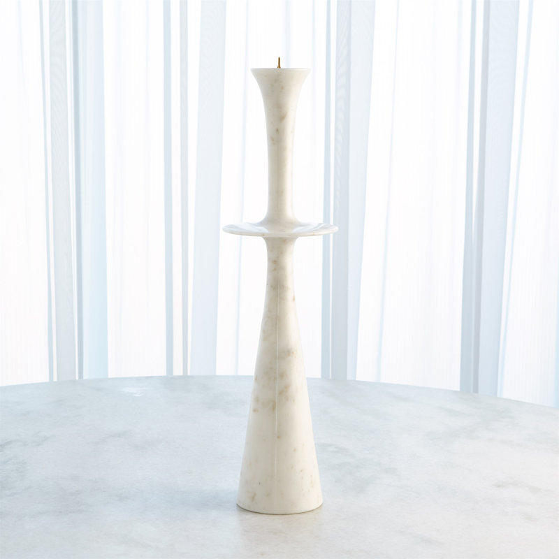Elegant White Marble Centerpiece Candle Stand with Iron Spike