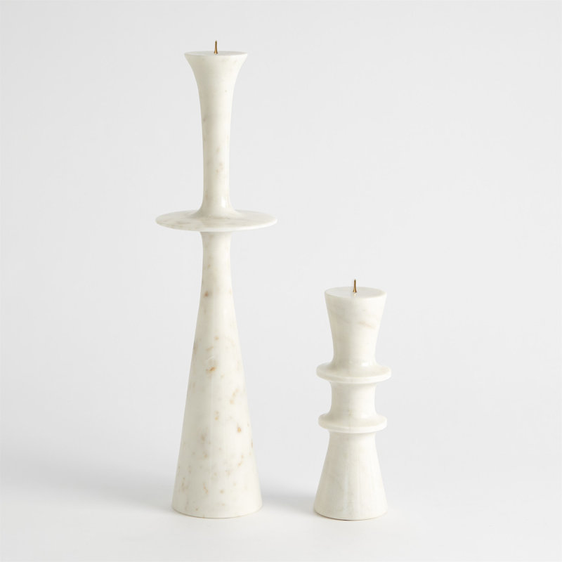 Elegant White Marble Centerpiece Candle Stand with Iron Spike