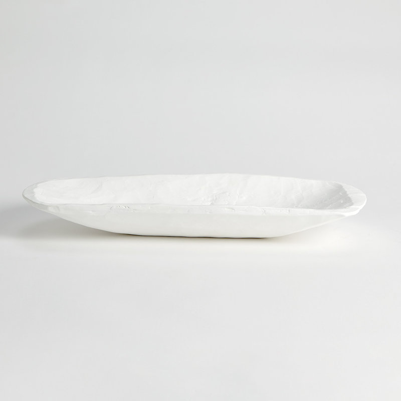 Elegance in Matte White: Faux Timber Rectangular Centerpiece Bowl