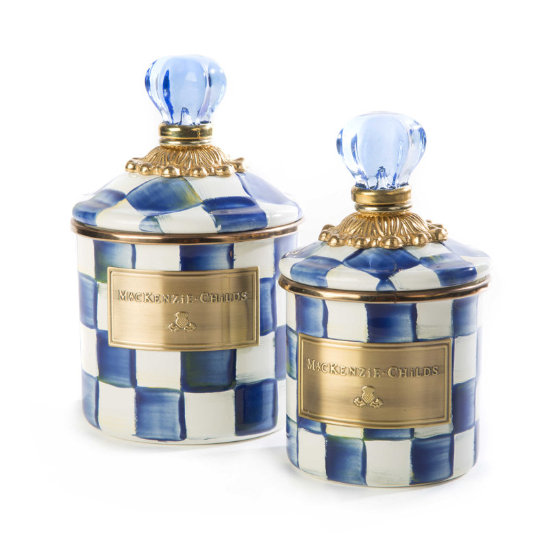 Mini Blue and White Hand-Painted Glass Canister