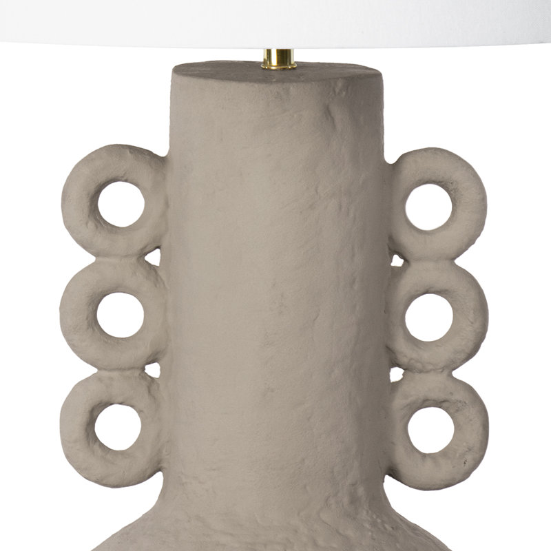 Chandra Brown Cast Metal Table Lamp with Linen Shade