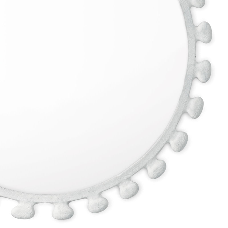 Matte White Round Aluminum Wall Mirror with Protruding Knobs